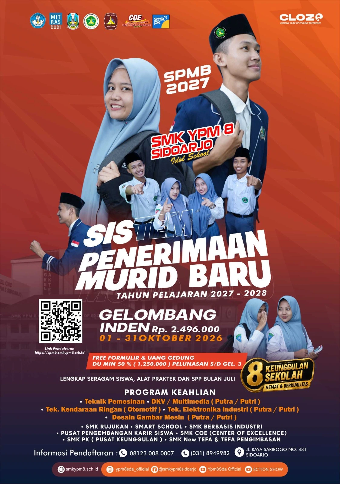 Brosur Pendaftaran SPMB SMK YPM 8 Sidoarjo 2027